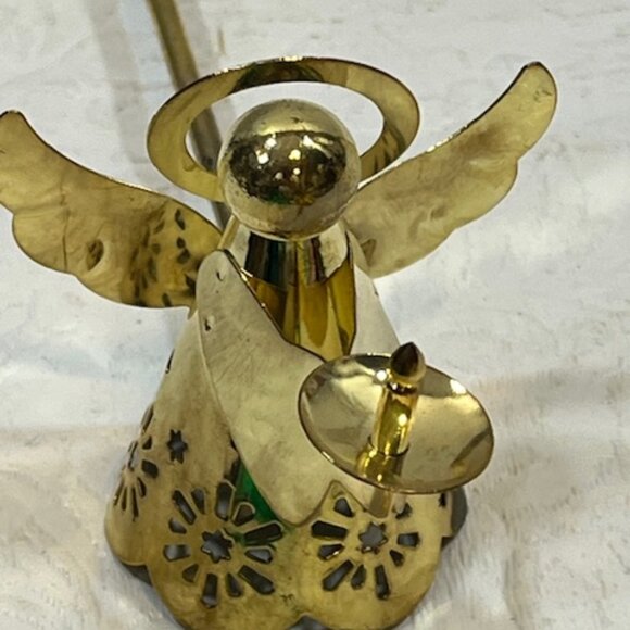 VTG Brass Metal Long Handle Angel Holiday Christmas Candle Snuffer 9" Long - Picture 11 of 14